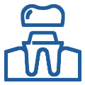 Dental crown and bridge icon illustrating tooth restoration treatment options.